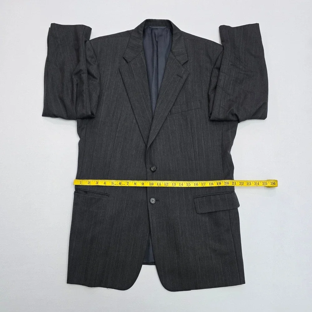 Hickey Freeman Nordstrom Mens 44L Wool Pinstripe Blazer Jacket Charcoal Grey 44L